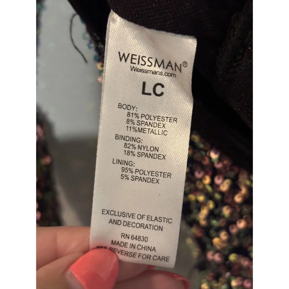 Weissman Beam Me Up Sequin Leotard Kids Large High Neck Cutout Dancewear